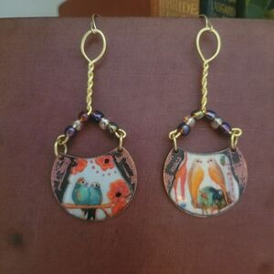 Hand Crafted Colorful Bird Earrings with Beads
